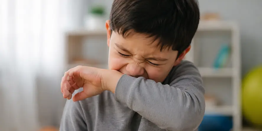 Anak dengan Autism Spectrum Disorder menunjukkan perilaku menyakiti diri sendiri (Self-Injurious Behavior) dengan menggigit lengan sebagai respons terhadap gangguan regulasi sensorik atau kondisi biologis tertentu.