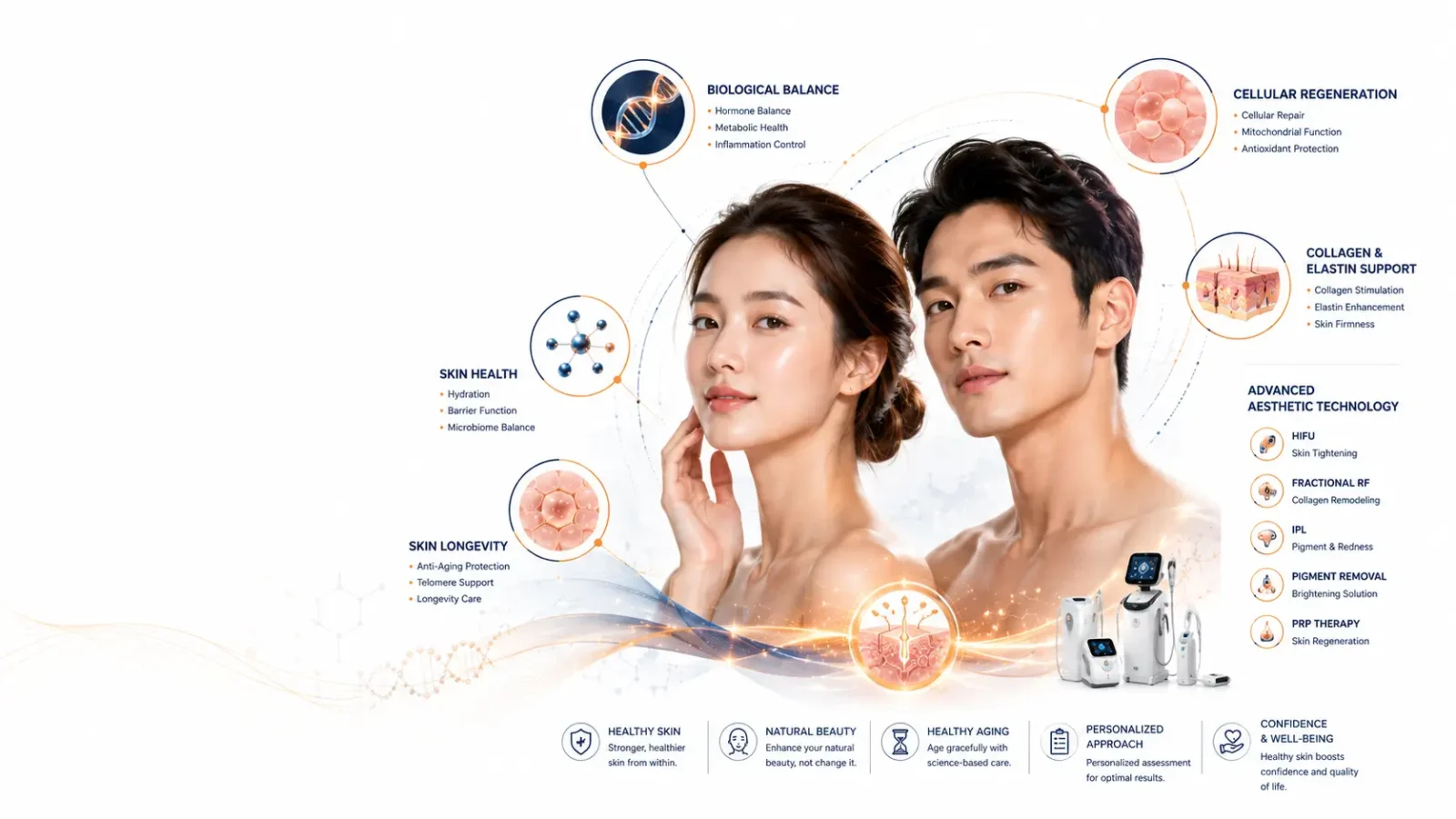Aesthetic & Skin Health untuk kesehatan kulit, estetika medis, dan penuaan sehat.