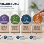 Ilustrasi Focus Area Kesehatan yang menggambarkan hubungan antara sistem biologis, assessment, dan intervensi kesehatan secara menyeluruh.