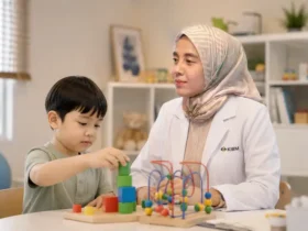 Dokter Rina KIBM mendampingi anak dalam sesi observasi perkembangan untuk membantu memahami fungsi neurologis, perilaku, kemampuan belajar, dan tumbuh kembang secara menyeluruh.