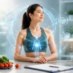 Infografis Metabolic & Nutritional Therapy di KIBM yang menjelaskan hubungan metabolisme, nutrisi, produksi energi, fungsi sel, assessment kesehatan, dan pendekatan intervensi yang dipersonalisasi.