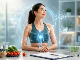 Infografis Metabolic & Nutritional Therapy di KIBM yang menjelaskan hubungan metabolisme, nutrisi, produksi energi, fungsi sel, assessment kesehatan, dan pendekatan intervensi yang dipersonalisasi.