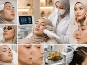 Seorang wanita berhijab menjalani perawatan kulit regeneratif di klinik sebagai ilustrasi layanan Aesthetic & Regenerative Dermatology untuk membantu menjaga kesehatan, fungsi, dan kualitas kulit.