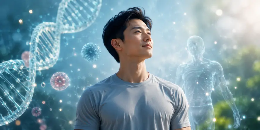 Pria dewasa sehat sedang beraktivitas di ruang terbuka sebagai ilustrasi Regenerative Medicine yang menggambarkan regenerasi sel, kesehatan biologis, dan proses perbaikan alami tubuh.