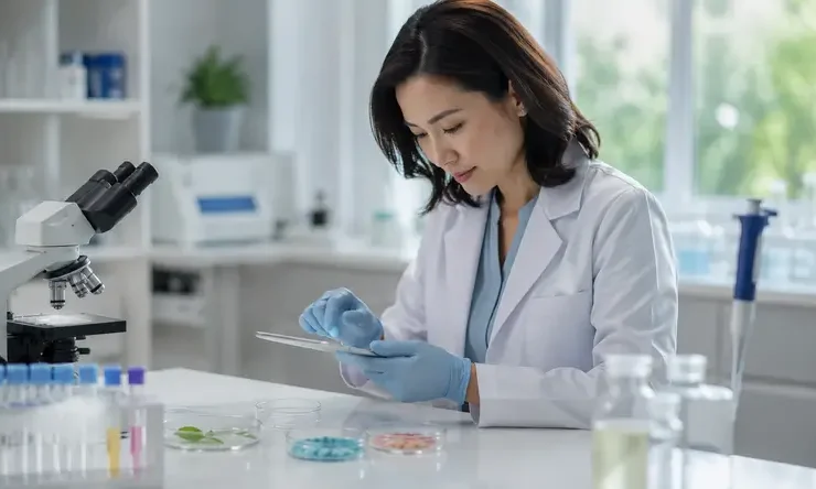 Ilustrasi Metabolic & Cellular Assessment yang menunjukkan proses evaluasi metabolisme, fungsi sel, biomarker kesehatan, dan analisis biologis dalam lingkungan laboratorium modern.