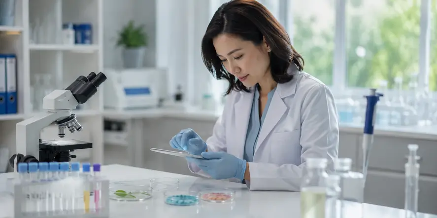 Ilustrasi Metabolic & Cellular Assessment yang menunjukkan proses evaluasi metabolisme, fungsi sel, biomarker kesehatan, dan analisis biologis dalam lingkungan laboratorium modern.