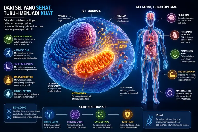 Biohacking kesehatan sel untuk mendukung energi dan fungsi biologis tubuh