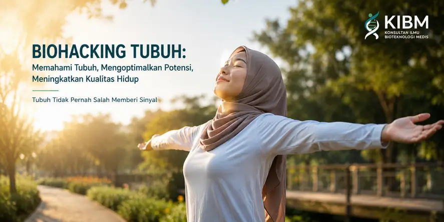 Seorang wanita berhijab merentangkan kedua lengan sambil menarik napas panjang di ruang terbuka sebagai ilustrasi biohacking tubuh untuk meningkatkan energi, metabolisme, dan kesehatan secara alami.