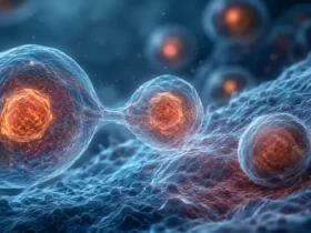 Ilustrasi realistis proses cellular regeneration yang menunjukkan pembaruan sel sebagai bagian dari kesehatan sel, metabolisme, dan longevity.