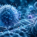 Ilustrasi realistis autoimmune & immune disorders yang menggambarkan hubungan sistem imun, inflamasi, sel, dan kesehatan tubuh.