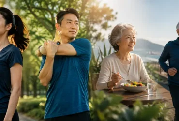 Cellular Health dan Aging yang menggambarkan kesehatan sel dan proses penuaan biologis manusia.