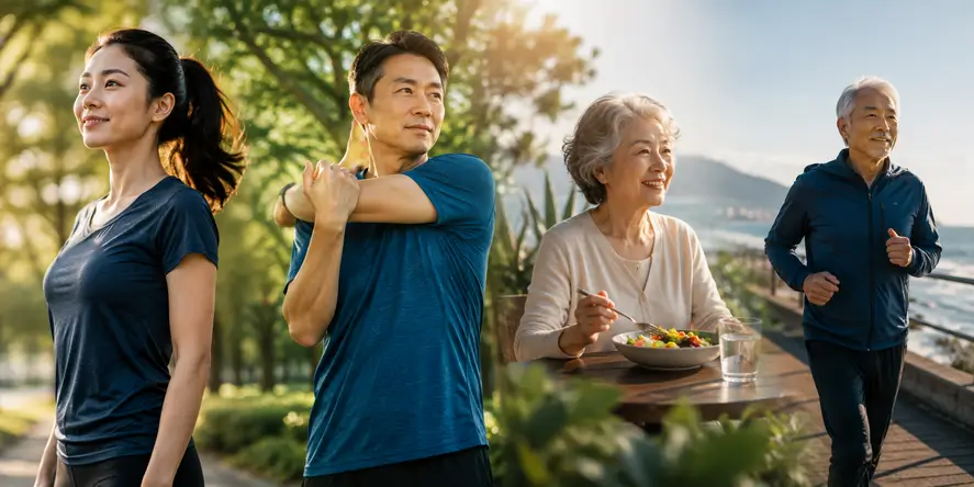 Cellular Health dan Aging yang menggambarkan kesehatan sel dan proses penuaan biologis manusia.