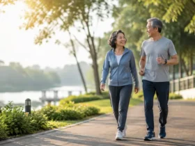 Healthy Aging & Longevity yang menggambarkan proses menua sehat dengan tetap aktif, mandiri, dan memiliki kualitas hidup yang baik.